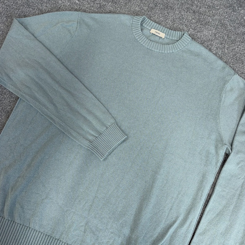Vuori Fluent Sweater Men XL Mist Blue Cotton Cashmere Crewneck Pullover